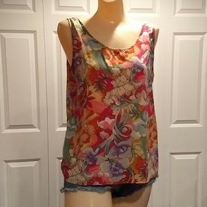 Tess floral silk tank top size large